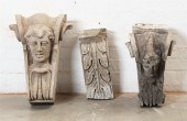 THREE CAST STONE DECORATIVE CA