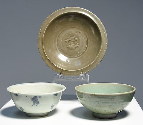 THREE CELADON BOWLSThree celadon