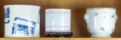 THREE CERAMIC CACHE POTS OR JA