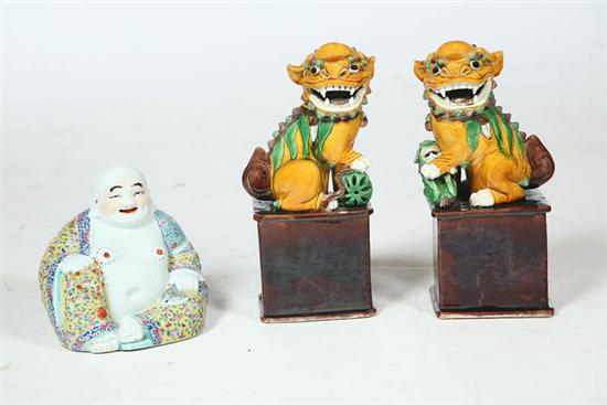 THREE CERAMIC FIGURES.  Asian  20th