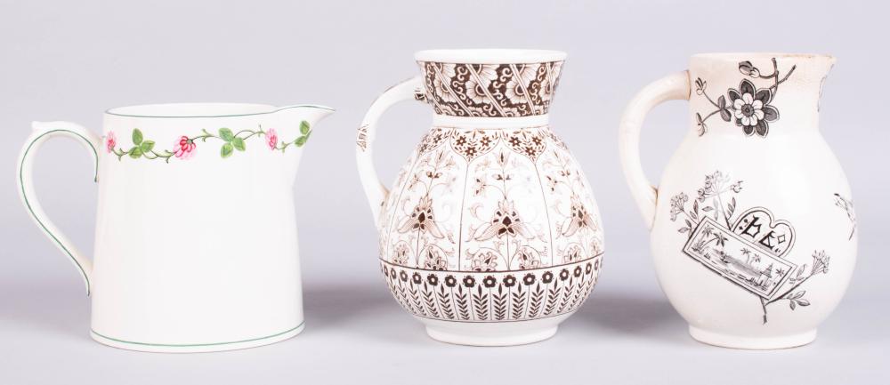 THREE CERAMIC MILK JUGS, 19TH