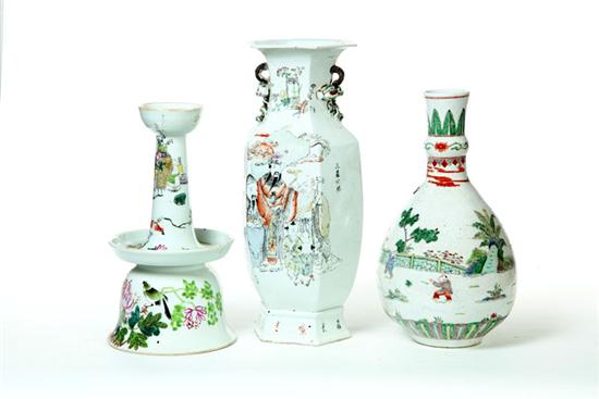 THREE CERAMIC PIECES.  China 
