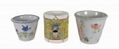 THREE CERAMIC PLANTERS, ONE IN