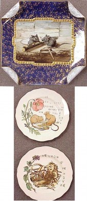 Three ceramic plates  one mark
