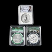 THREE CERTIFIED DOLLAR-SIZE SI