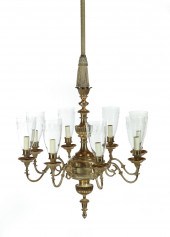 THREE CHANDELIERS AND SIX MATC