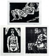 Three Charles Quest woodcuts: