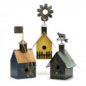 THREE CHARMING FOLKY BIRD HOUS