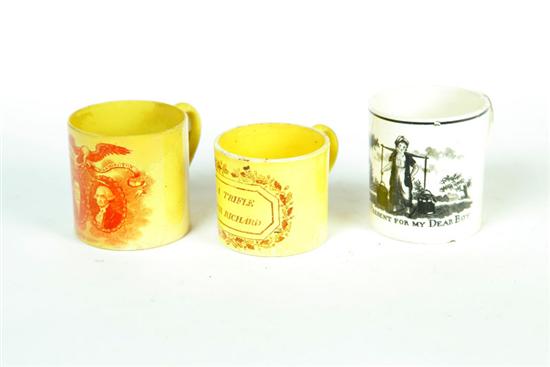 THREE CHILDREN'S TRANSFER MUGS. 