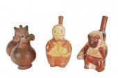 THREE CHIMU STYLE EARTHENWARE