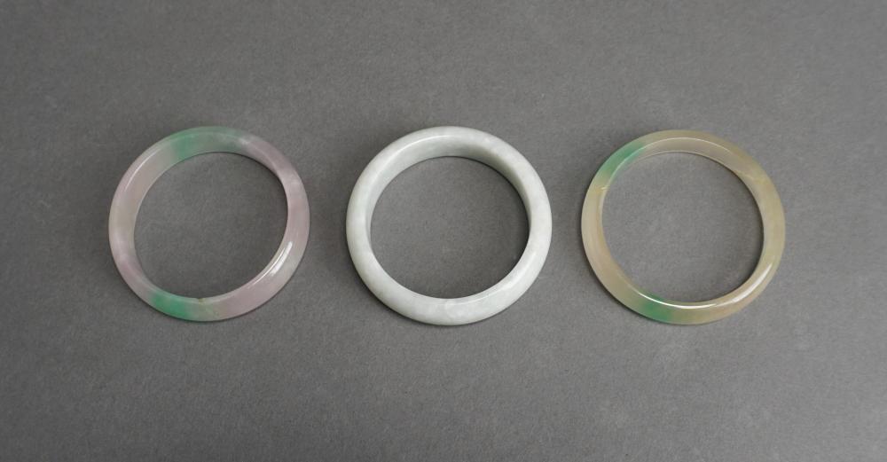THREE CHINESE APPLE GREEN JADEITE