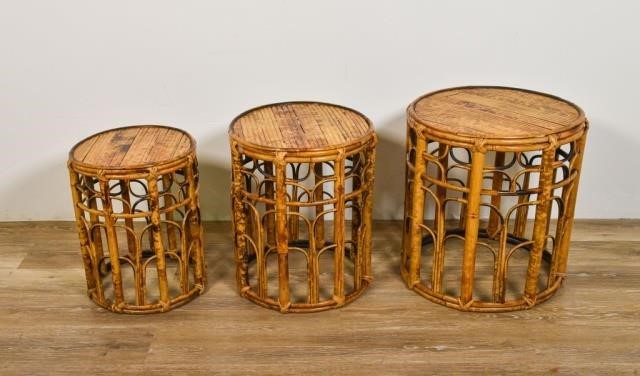 THREE CHINESE BAMBOO NESTING SIDE