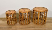 THREE CHINESE BAMBOO NESTING S