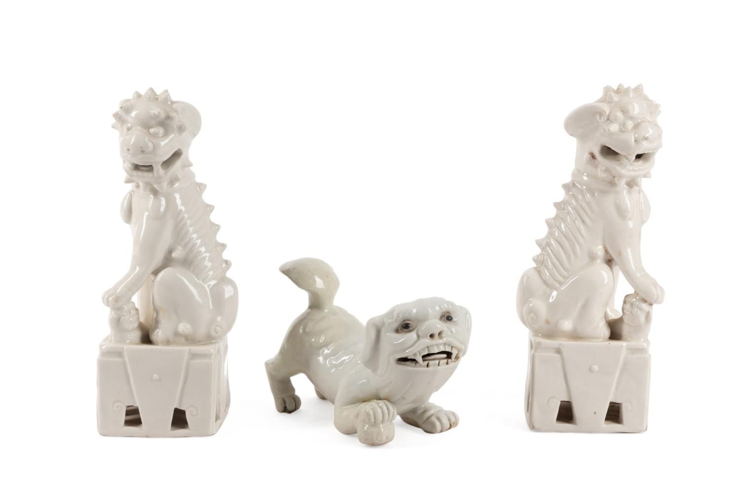 THREE CHINESE BLANC DE CHINE FU