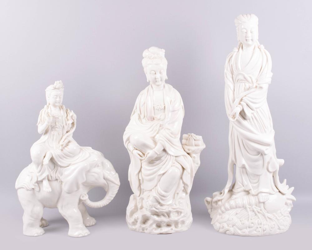 THREE CHINESE BLANC-DE-CHINE