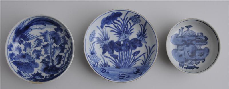 THREE CHINESE BLUE AND WHITE