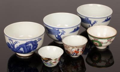 Three Chinese blue and white bowls,