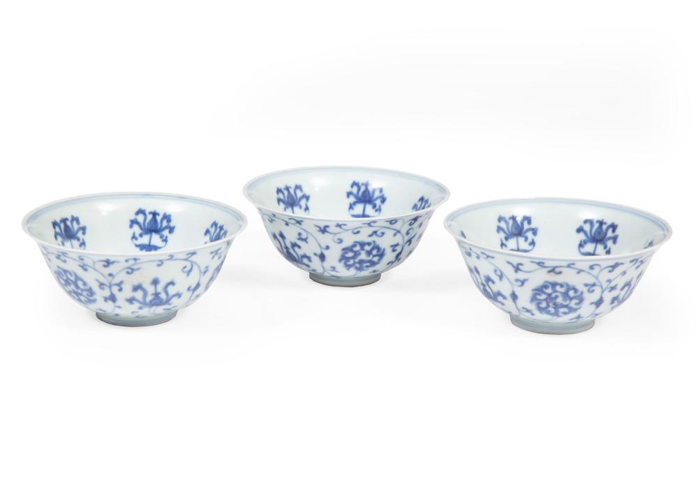 THREE CHINESE BLUE AND WHITE