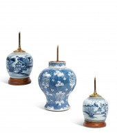 THREE CHINESE BLUE AND WHITE P