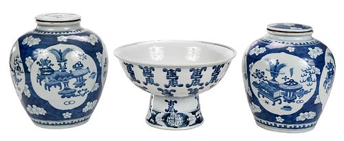 THREE CHINESE BLUE AND WHITE