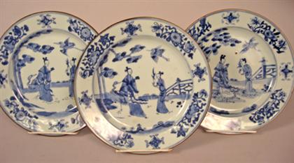 Three Chinese blue underglazed