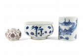 THREE CHINESE BLUE, WHITE & IR