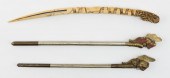 THREE CHINESE BONE OR METAL HA