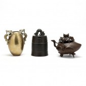 THREE CHINESE BRONZE AND BRASS