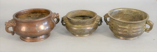 THREE CHINESE BRONZE BOWL
