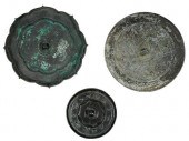 THREE CHINESE BRONZE HAND MIRR