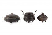 THREE CHINESE BRONZE TABLE ART