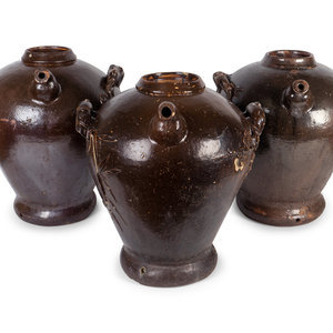 Three Chinese Brown-Glazed