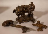 THREE CHINESE BURLED WOOD SCHO