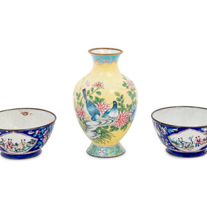 Three Chinese Canton Enamel on