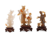 THREE CHINESE CARVED AGATE LAD