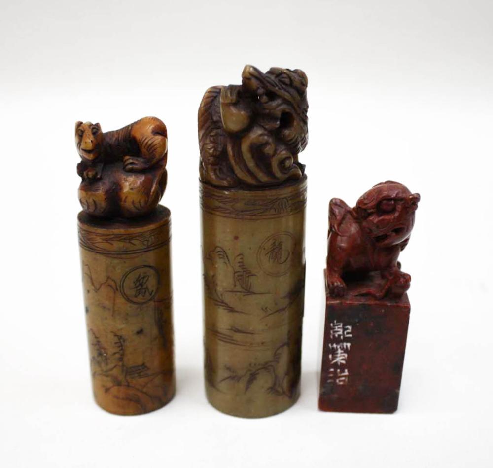 THREE CHINESE CARVED FIGURAL
