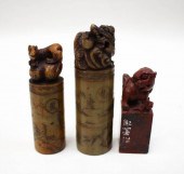 THREE CHINESE CARVED FIGURAL S