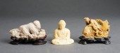 THREE CHINESE CARVED FIGURESTh