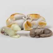 THREE CHINESE CARVED HARDSTONE