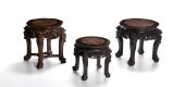 THREE CHINESE CARVED HARDWOOD