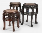 THREE CHINESE CARVED HARDWOOD
