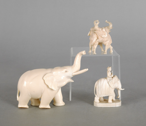 Three Chinese carved ivory