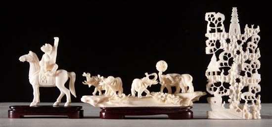 Three Chinese carved ivory