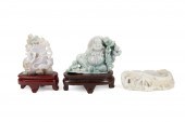 THREE CHINESE CARVED JADE FIGU