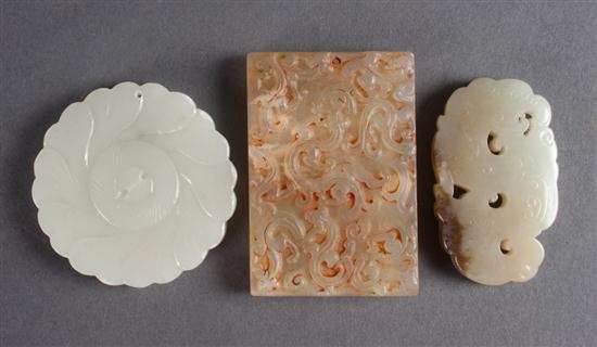 Three Chinese carved jade or