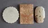 Three Chinese carved jade or h