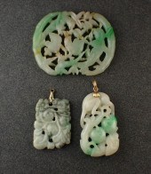THREE CHINESE CARVED JADE PEND