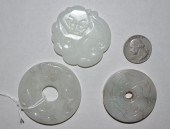 THREE CHINESE CARVED JADE/HARD