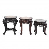 THREE CHINESE CARVED ROSEWOOD