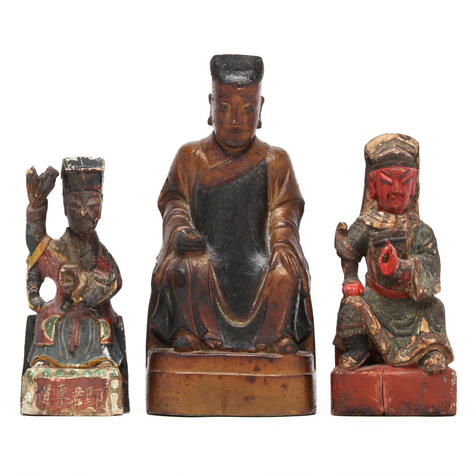 THREE CHINESE CARVED WOOD